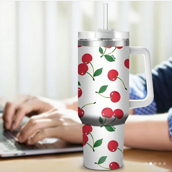 Other - Cherry Print Insulated Tumbler..Price Is Firm